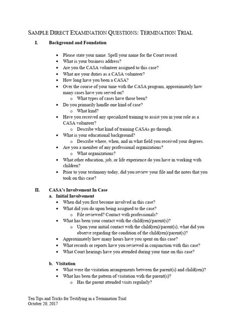 Sample direct examination questions custody.  An effective direct examinat...