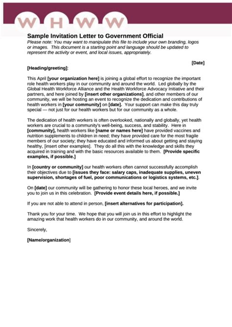 Sample invitation letter to government official pdf.  For a better understa...