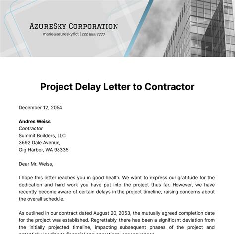 Sample letter for delay in project completion. .  The delay may be attributed The p...