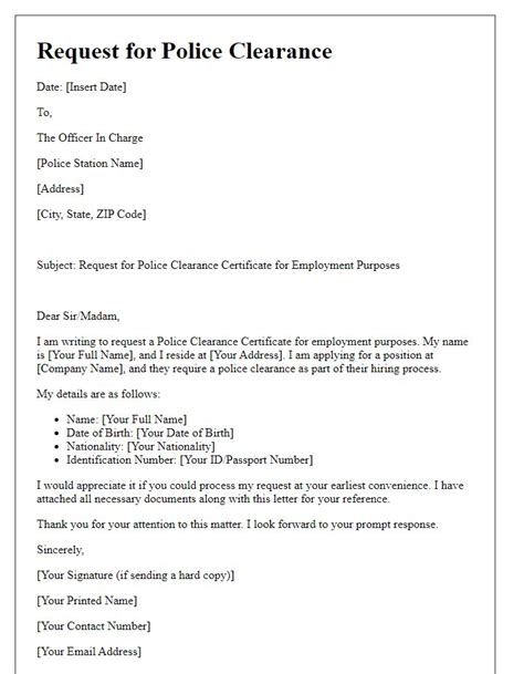 Sample letter for requesting police clearance certificate. g.  We would like to s...