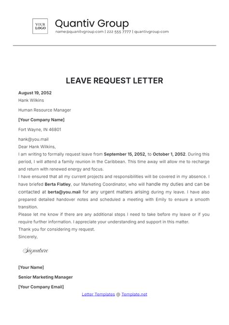 Sample letter of request for leave allowance.  There is a pattern to write a...