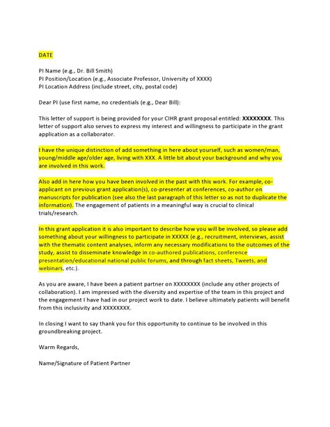 Sample letter of support. The sample letters show the proper format for a recommendation letter. They have the employer's name, position, company, and company's address at the top. To give one example, here's the header for recommendation letter sample #1: ... The strongest letters start out with an immediate statement of support. They might say, "It's my … 