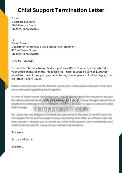 Sample letter to terminate child support.  It is a crucial tool for attorne...