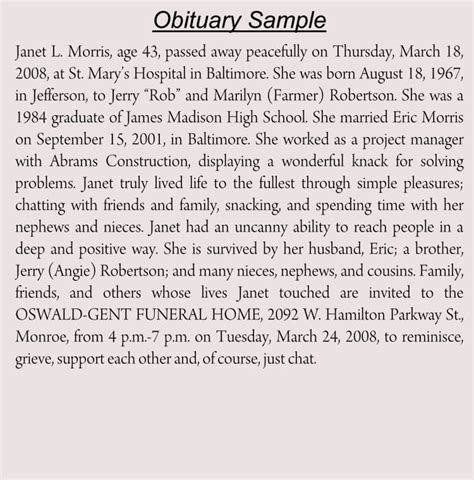 Sample obituary for unexpected death.  However, you must still include some Sample Eulogy For U...