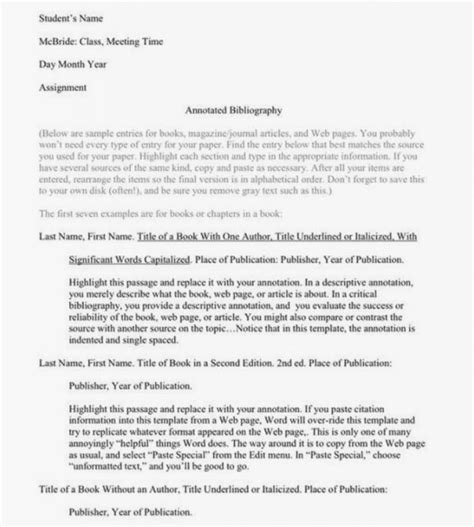 Sample of mini-annotated bibliography for websites
