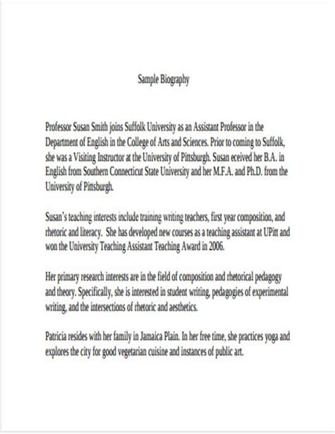 Sample on how to write a biography