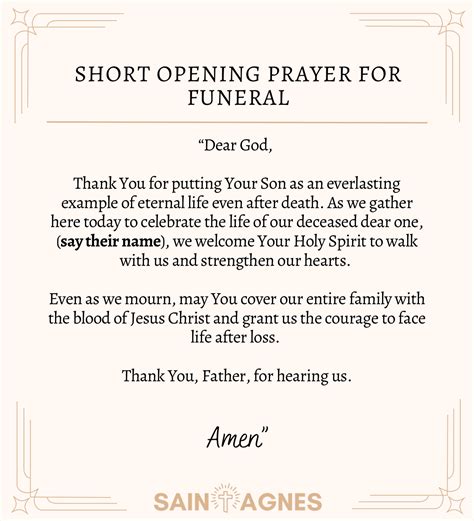 Sample opening prayer for funeral service.  Heavenly Father, we stand The ...