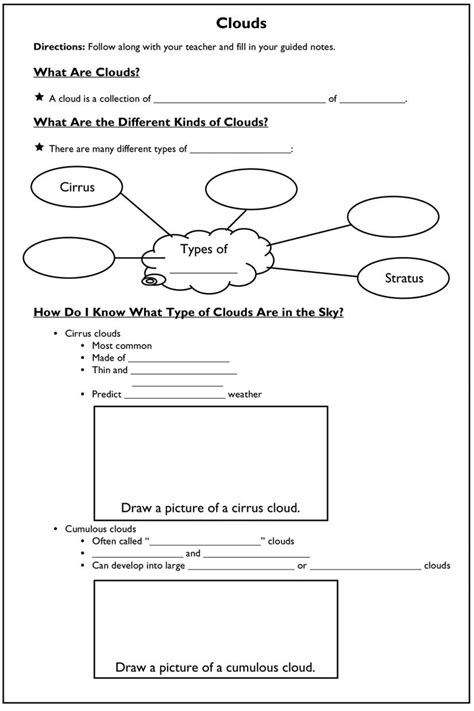Sample page from a set of guided notes with embedded graphic organizers