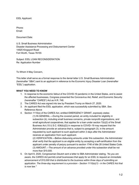 Sample reconsideration letter for sba loan.  The Sample Letter of Recons...