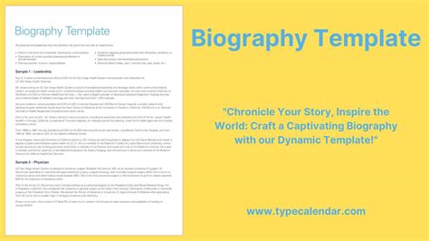 Sample work biography template for students