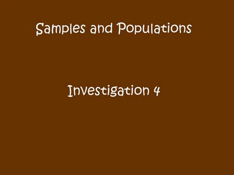 Samples And Populations Investigation 1