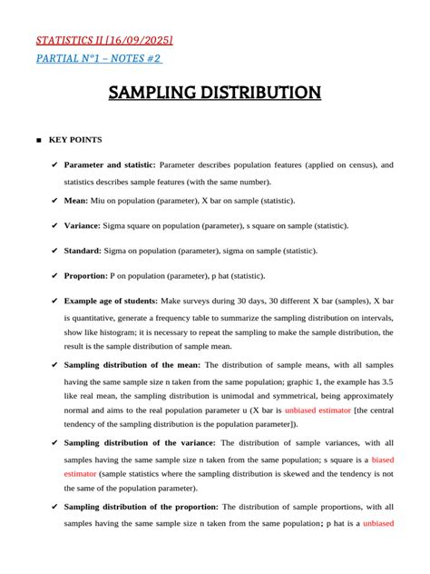 Sampling and sampling distribution notes.  Explore key concepts of sampl...