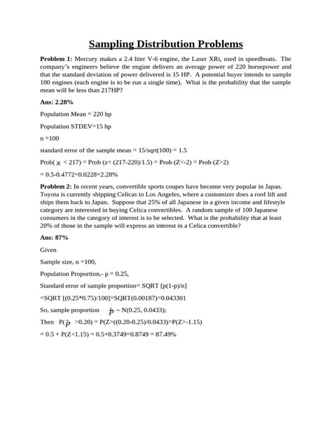 Sampling distribution problems.  The workbook can be downloaded for free here: ht...
