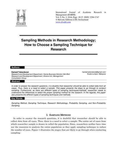 Sampling techniques in research methodology pdf.  ABSTRACT The accuracy of a study is heavily ...