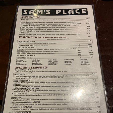 Sams place. Sam’s Place. 1,719 likes · 36 talking about this. We specialize in ice cold beer, great food, and even better hospitality. Come as you are and enjoy a great time at Sam’s Place. 