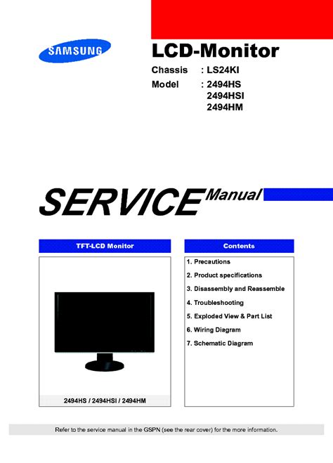 Samsung 2494hs 2494hsi 2494hm lcd monitor service handbuch. - Un prof bien sous tout rapport.