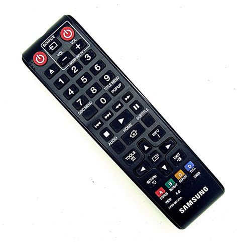 Samsung blu ray player remote. New AK59-00166A Replaced Remote fit for Samsung Blu-Ray DVD Player BD-F5900 BD-F7500 BDF5900 BDF7500 BDFM59 BDFM59C. Infrared. 4.6 out of 5 stars. 165. $7.63 $ 7. 63. FREE delivery Mon, May 20 on $35 of items shipped by Amazon. Or fastest delivery Thu, May 16 . Add to cart-Remove. 