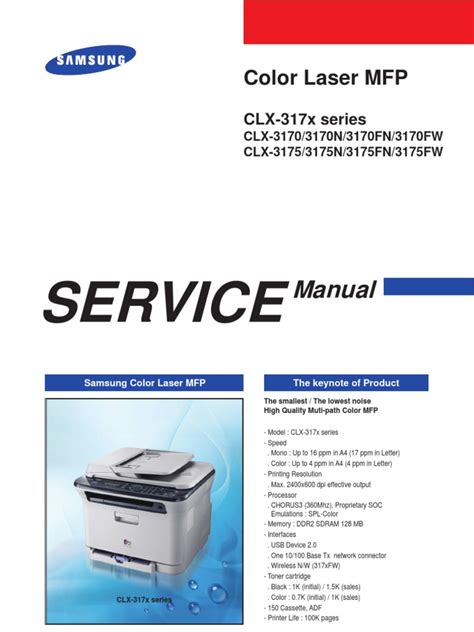 Samsung color laser mfp clx 3170 clx 3175 service manual parts list. - How to start a manual car without keys.