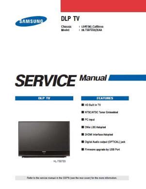 Samsung hl t5075s hlt5075sx xaa dlp tv service manual. - Restaurant policy and procedure manual texas.