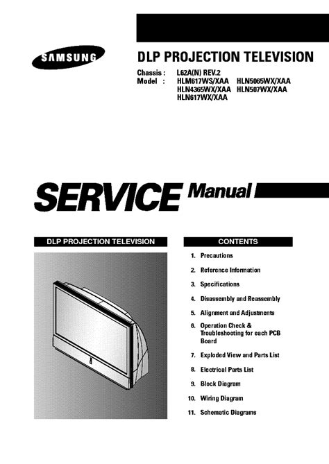Samsung hlm617ws xaa hln617wx xaa dlp tv service manual. - Auto light bulb cross reference guide.