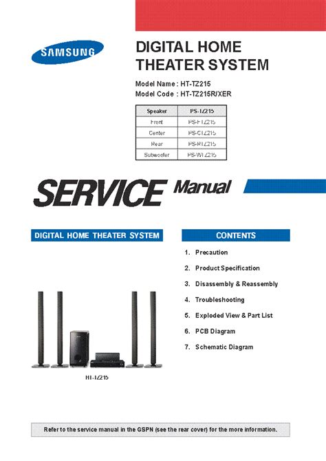 Samsung ht tz215 home theater system service manual. - 2015 xr 100 manuali del negozio.