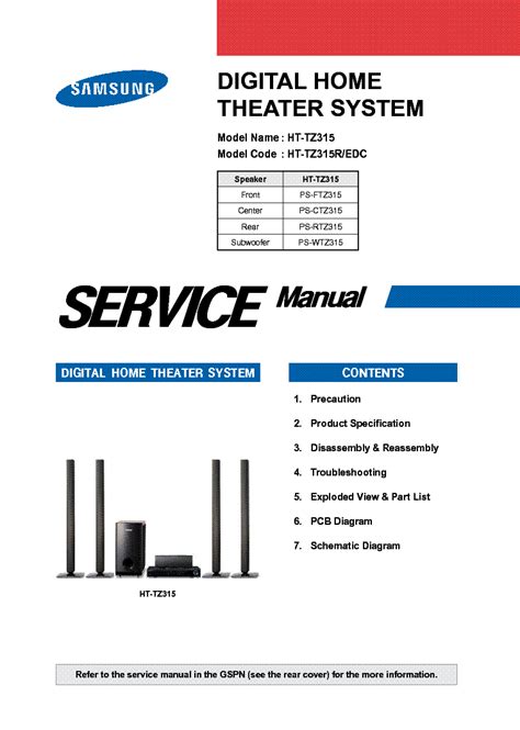 Samsung ht tz315 ht tz315r service manual repair guide. - Seda y acero / silk and steel.