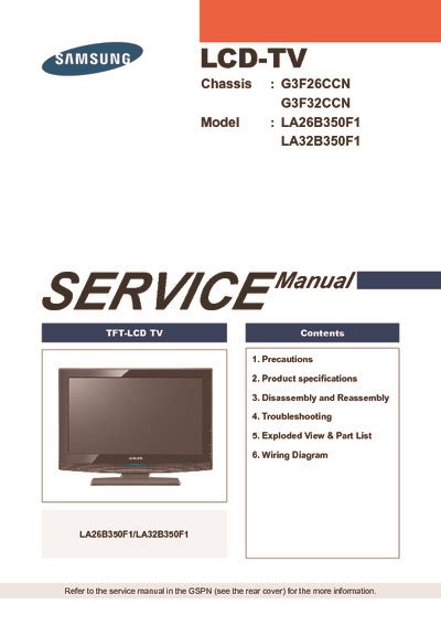 Samsung la32b350f1 la26b350f1 download del manuale di servizio tv. - Takeuchi tl120 crawler loader parts manual download.