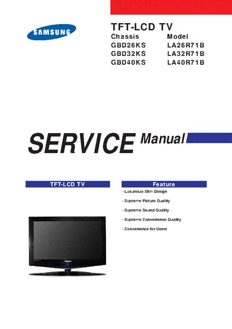 Samsung la40r71b service manual repair guide. - Snap on ya212 industrial repair manual.
