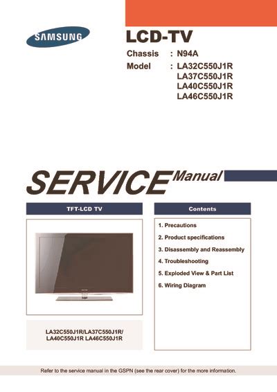 Samsung la46c550j1r la40c550j1r tv service manual. - Petter paz1 diesel engine repair manual.