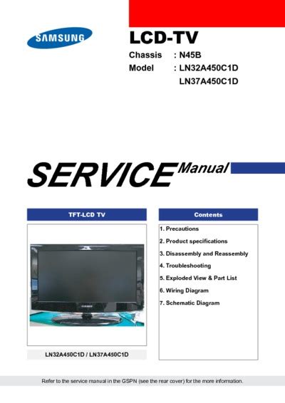 Samsung ln37a450c1d ln32a450c1d lcd tv service manual. - Handbuch für medizinisch-chirurgische pflege interventionen und kollaboratives management 5e.