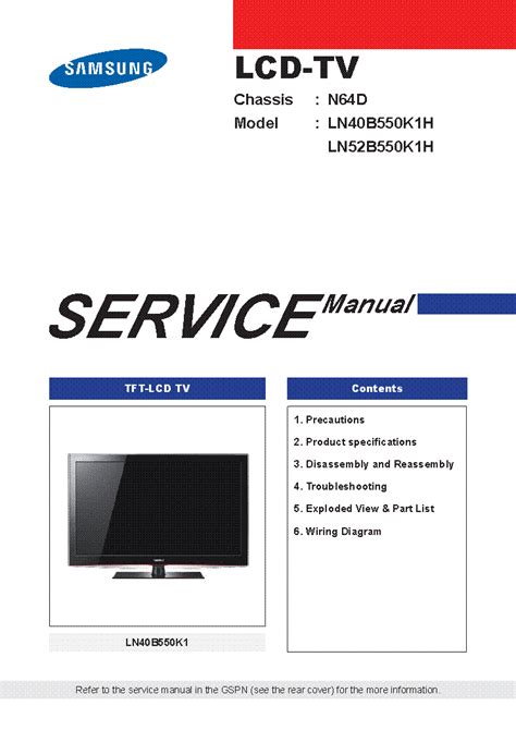 Samsung ln40b550k1h ln52b550k1h lcd tv service manual. - Manual del diagrama de cableado de karcher hd.