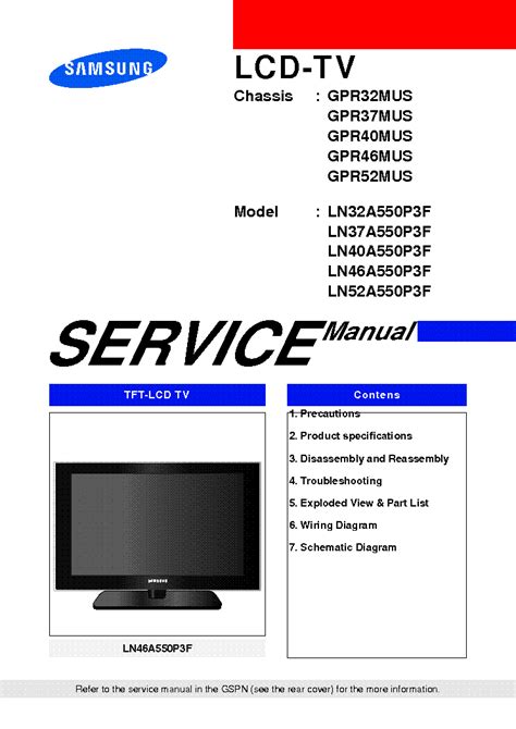 Samsung ln52a550p3f ln46a550p3f ln40a550p3f tv service manual. - Ventilacion mecanica clinica y practica/ mechanic ventilation clinic and practice (torre vigia).
