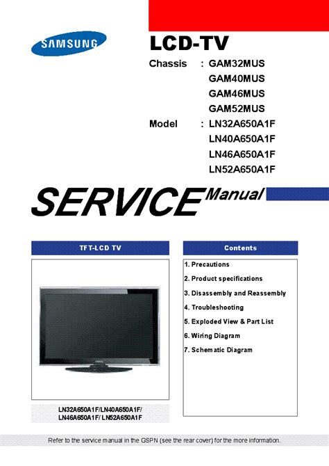 Samsung ln52a650a1f ln46a650a1f manuale di servizio tv lcd. - El gran libro de la programación.