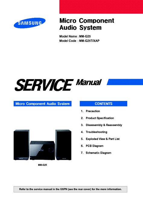 Samsung mm g25 manuale di servizio del sistema audio. - Jenn air double oven freestanding range manual.