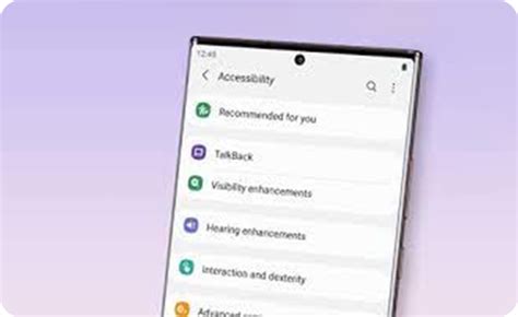 Samsung phone accessibility settings.  The Settings app is typically re...