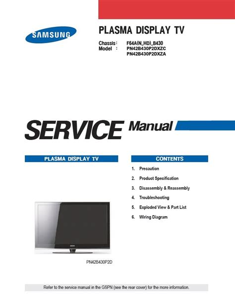 Samsung pn42b430 pn42b430p2d service manual and repair guide. - Führung und zusammenarbeit. eine unternehmerische führungslehre..