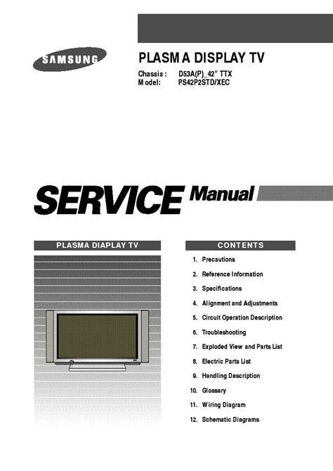 Samsung ps 42pnsb plasma tv service manual download. - Holt handbook answer key first course.