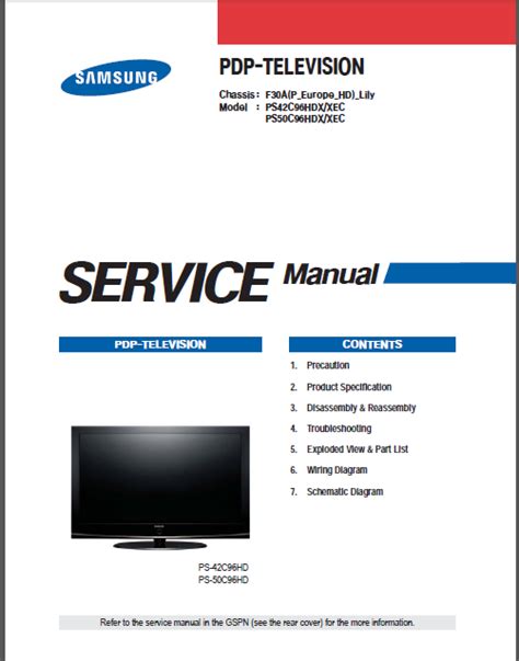 Samsung ps 50c96hd ps50c96hd service manual repair guide. - Handbücher für sundance spas der serie 780.