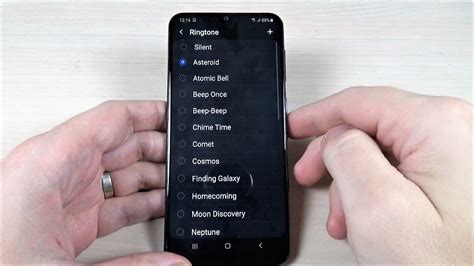 You can select the ring tone you want to hear when you get a call. Step 1 of 9. 1. Find " Ringtone ". Slide two fingers downwards starting from the top of the screen. Step 2 of 9. 1. Find " Ringtone ". Press the settings icon..