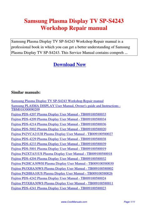 Samsung sp s4243 plasma tv service manual download. - The ultimate guide to operational procedure for engine room machinery.