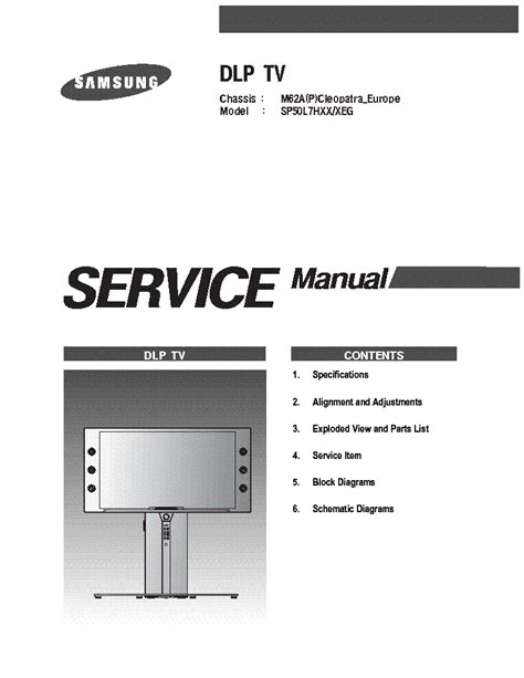 Samsung sp50l7hxx manuale di servizio tv. - Manuales de lavadora de carga frontal samsung.