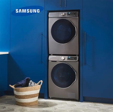 Install your washer and dryer stacked or side by side to fit any space. ENERGY STAR® Most Efficient. Our washers are recognized by the EPA in delivering cutting edge energy efficiency along with the latest in technological innovation.⁵. Matching Dryer. Samsung washers and dryers team up to make light work of laundry day.. 