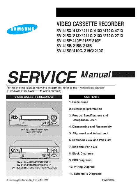 Samsung sv 415f 410f 215f 210f videokassettenrekorder reparaturanleitung. - Manual para el estudio de las escrituras de israel.