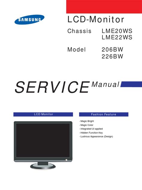 Samsung syncmaster 226bw service manual repair guide. - Art d'aimer les livres et de les connaître..