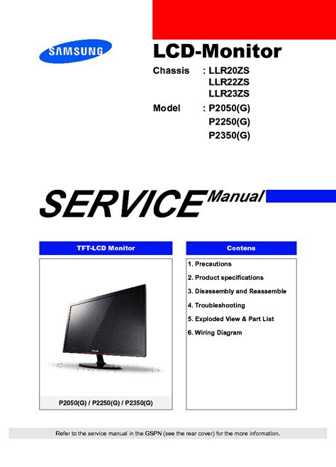 Samsung syncmaster p2050 p2250 p2350 service manual repair guide. - Manuale del proprietario del frigorifero samsung.