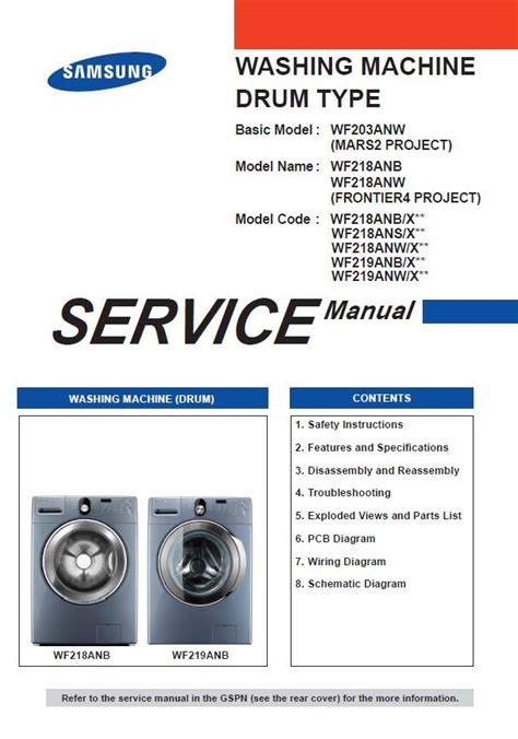 Samsung wf219anb wf219anw service manual and repair guide. - 1999 lexus gs300 gs 300 owners manual.