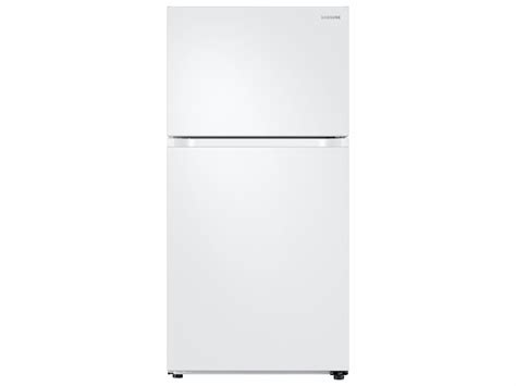 Samsung white top freezer refrigerator.  Options include stainless ste...
