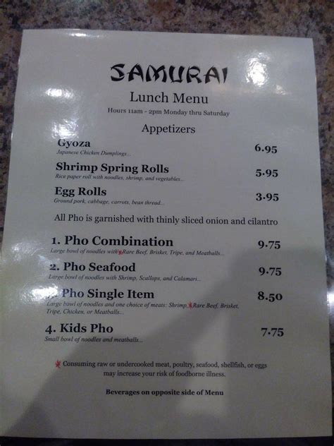 Full Menu. Lunch Any 2/3 Rolls $13/$16. ... Samurai Restaurant The Glendale Market 6969 N Port Washington Rd, Suite B140 Glendale, WI 53217 (414) 228-8800 Phone. 