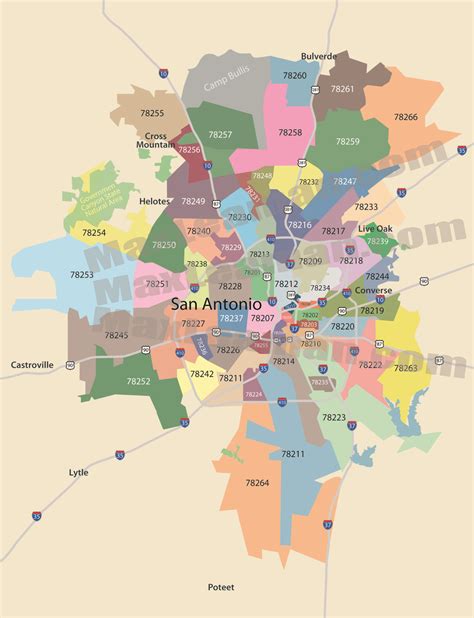San Antonio Zip Code Map Zipcode Map of San Antonio, Texas
