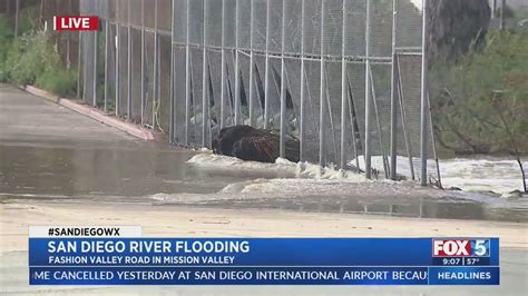 San Diego River flooding causes road closures